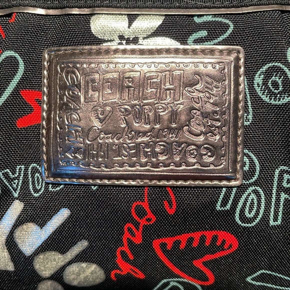 Coach Poppy Black Canvas & Bronze Metallic Leather Shoulder Bag Like New! - Picture 2 of 12